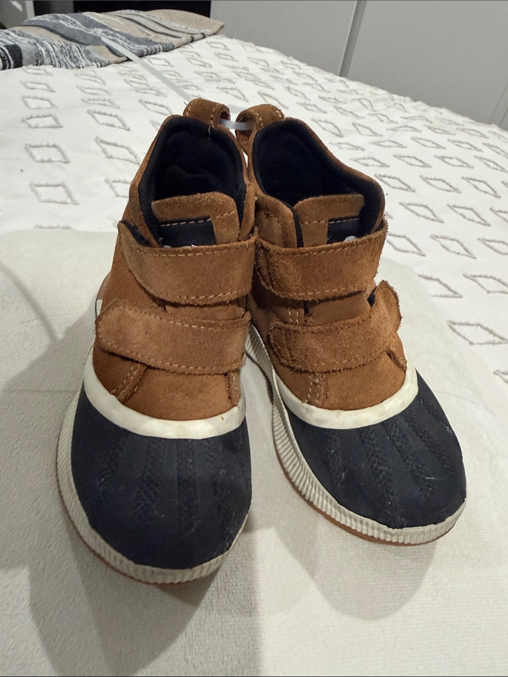 Sorel Kids Brown Suede and Black Rubber Duck Boots - Velcro